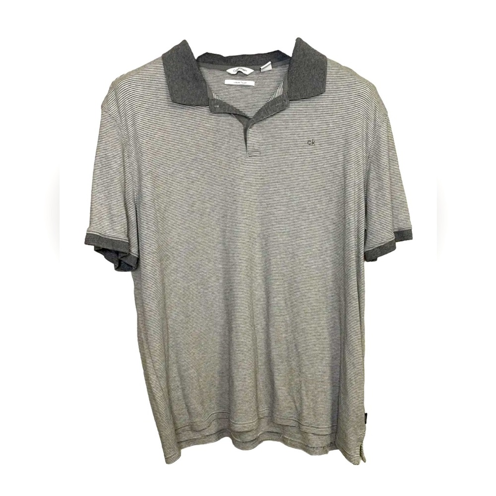 Mint CALVIN KLEIN CK Men’s Liquid Touch Soft Polo Shirt Casual Striped XL Gray